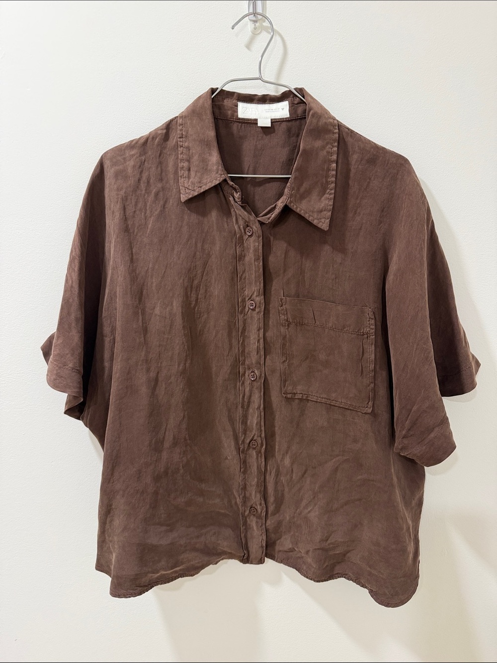 Zara Brown Button-Front Shirt